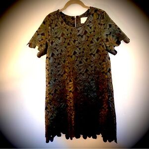 Size S black faux leather flower cutout mini dress J.O.A. Perfect condition!